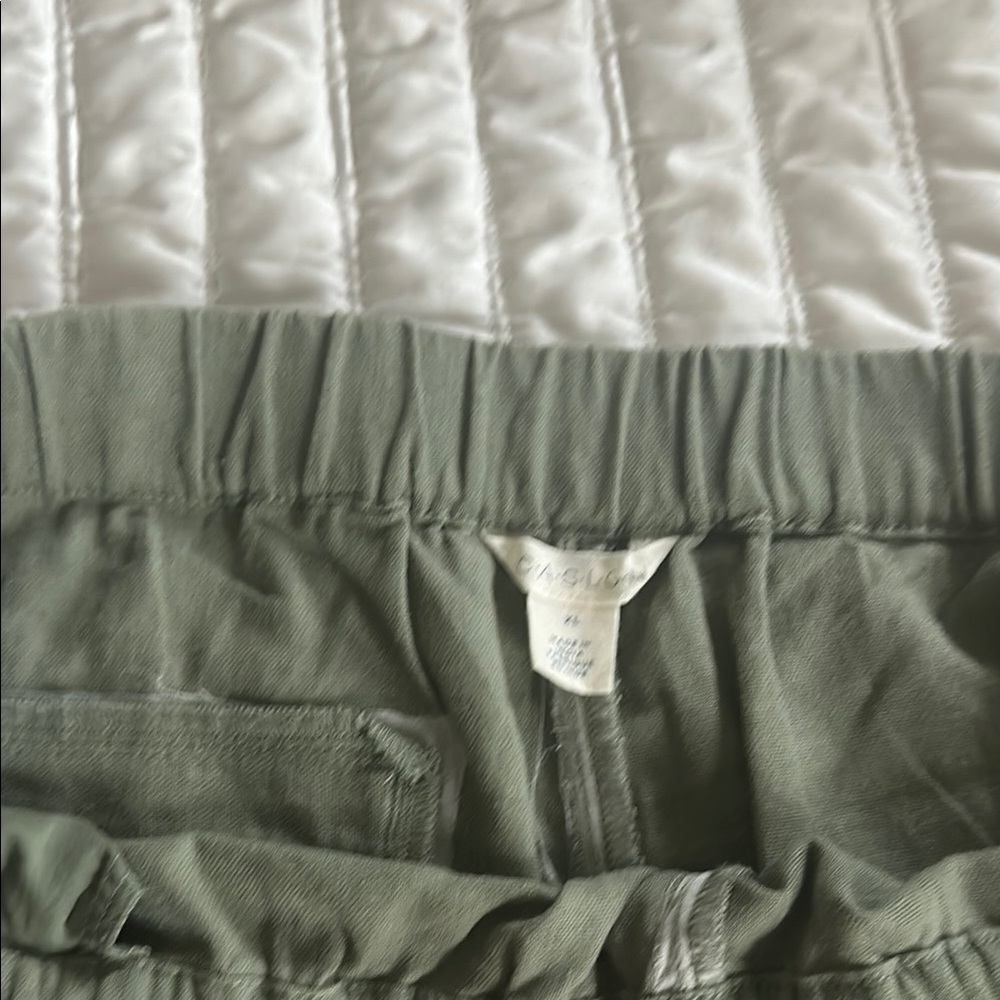 Caslon Green Wide Leg Pants with Elastic Waistband